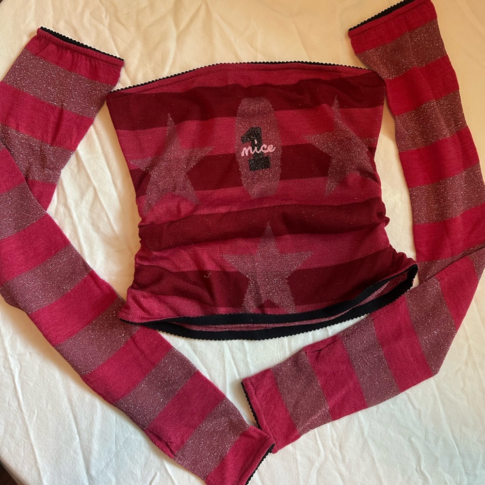 LAST CHANCE! Cormio Runway - Red and pink stripe Mavi top with detached sleeves